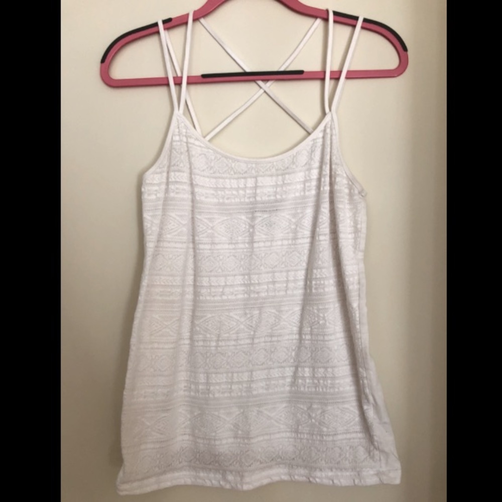 White, Lace Tank Top With Cute Straps